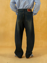 Men's Distressed Blue Wide Leg Jeans