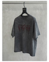 Loose Washed Dark Gray Printed Tee