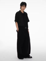 Hollow Striped Short Sleeve Crop Shirt