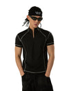 Black Short Sleeve Half-zip Men's Tee