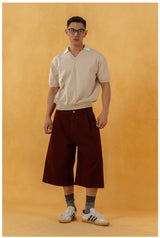 Men's Red Khaki Loose Vintage Shorts