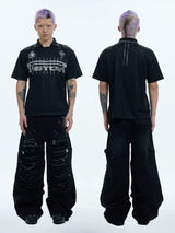 Washed Distressed Baggy Carpenter Jeans
