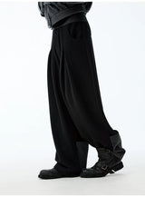 Leather Waist Wide Leg Wool Pants