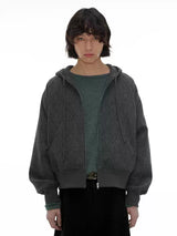 Zipper Jacquard Raglan Hoodie