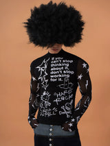 Men's Graffiti Mesh Long Sleeve Tee