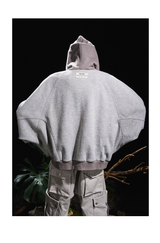 Batwing Sleeve Paneled Zip Knit Sweatshirt