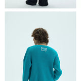 V-Neck Three-Color Waffle Lace Knit Sweater