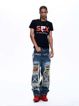 Streetwear Letter Print Crew Neck Tees