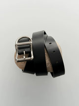 Black Vintage Silver Buckle Leather Belt