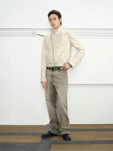Mud-Dyed Distressed Bootcut Jeans
