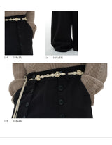 Pleated Wool Resin Button Pants
