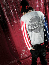 Gray Wool Blend Star Stripe Cardigan