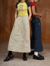 Unisex Elastic Waist Drawstring A-line Skirts