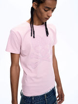 Men's Pink Striped Skull Print Tee