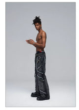 Fringed Ripped Washed Straight Jeans