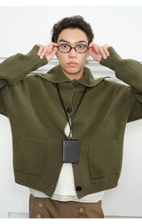 Men's High Neck Wool Cardigan