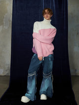 Mid-length Thick Wool Blend Turtleneck Sweater