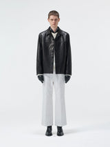 Cupro Lined Suede Leather Lapel Jacket