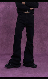 Men's Slim-fit Full-length Two-tone Flared Jeans