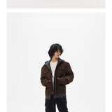 Two-Tone Cropped Lace Pocket Magnetic Jacket