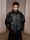 American Fur-lined Hooded Leather Biker Jacket