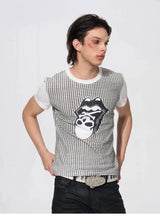 Men's Skull Print Plaid Tees