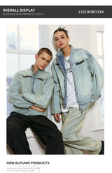 Yellow Mud Washed Denim Harrington Jacket