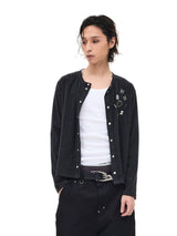 Wool Blend Badge Long Sleeve Cardigan
