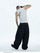 Fitted Cross Print Ribbed Tank Tops