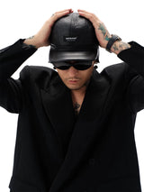 Warm Black Leather Earflap Baseball Cap