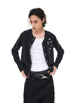 Wool Blend Badge Long Sleeve Cardigan