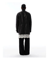 Men's Waist-cinched Mid-length Goatskin Jacket