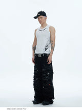 Washed Distressed Baggy Carpenter Jeans