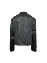 Leather Jacket With Irregular Snap Collar