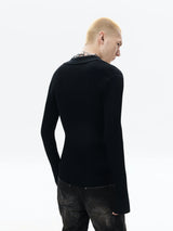 Ribbed Sheer Fitted Knit Cardigan