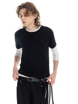 Lightweight Colorblock Two-in-one Three-quarter Sleeve Tee