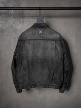 Washed Grey Plaid Lined Denim Jacket