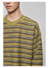 Striped Raw Edge Long Sleeve Tee