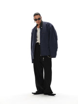 Men's Washed Patchwork Leather Jacket