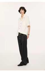 Wooden Button Short Sleeve Knitted Shirt