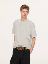 Couple Amber Waffle Boxy Henley Tees