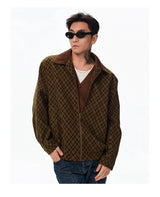 Patchwork Collar Plaid Coat