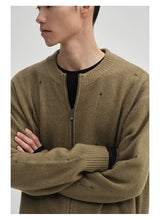 Yak Wool Blend Distressed Knit Cardigan
