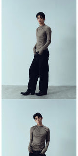 Wrinkled Slim Fit Long Sleeve Top