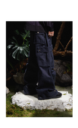 Three-Color Ring-Cut Cargo Pants