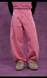 Men's Loose Pink Cargo Jeans