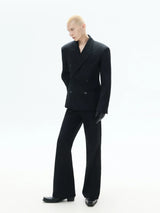 Loose Black Double-breasted Tailored Blazer