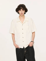 Wooden Button Short Sleeve Knitted Shirt