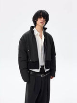 Oversized Curved Sleeves Ribbed Down Jacket
