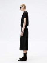Metal Studded Pleated Wide Leg Shorts